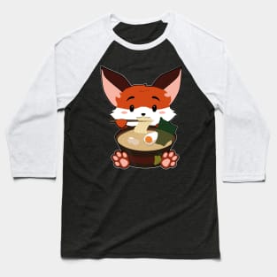 Anime Cute Fox Japanese Ramen Noodles Kawaii Gift print Baseball T-Shirt